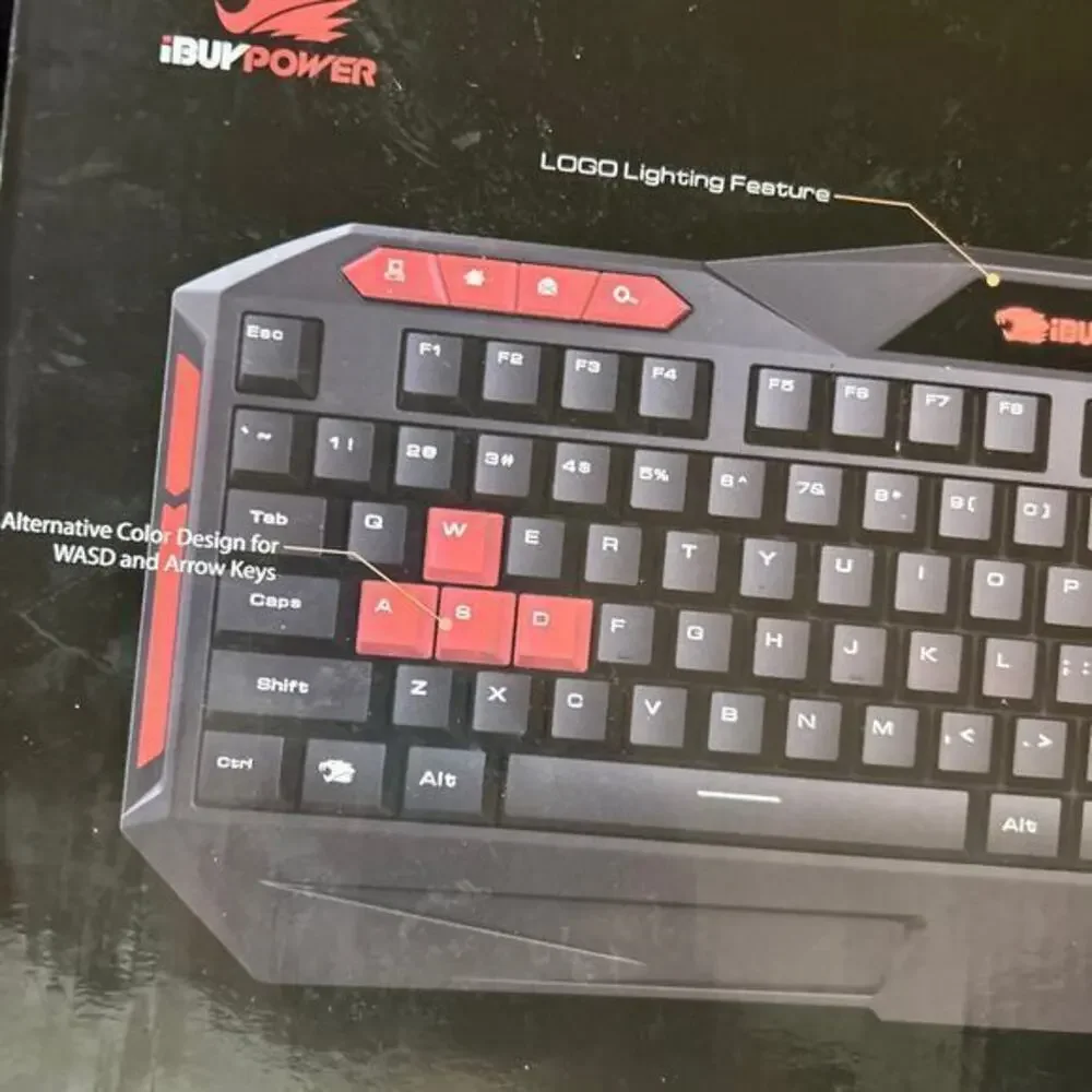 ibuypower-ibp-Ares‎ E1 gaming keyboard spill resistant black n red